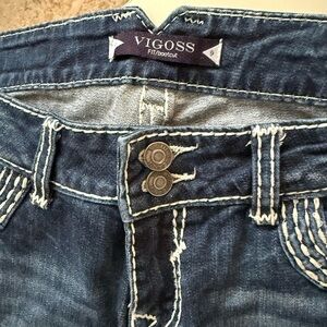 Vigoss Western Coastal Cowgirl Bootcut Jeans Denim Thick White Stitch Size 30